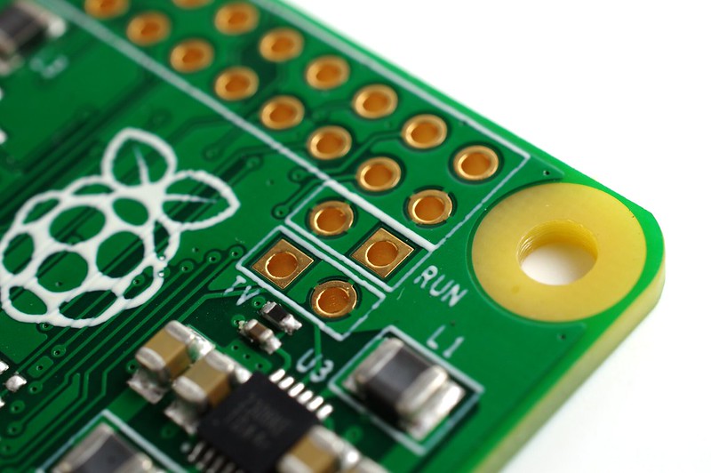 Close-up of a Raspberry Pi showing the video pins.