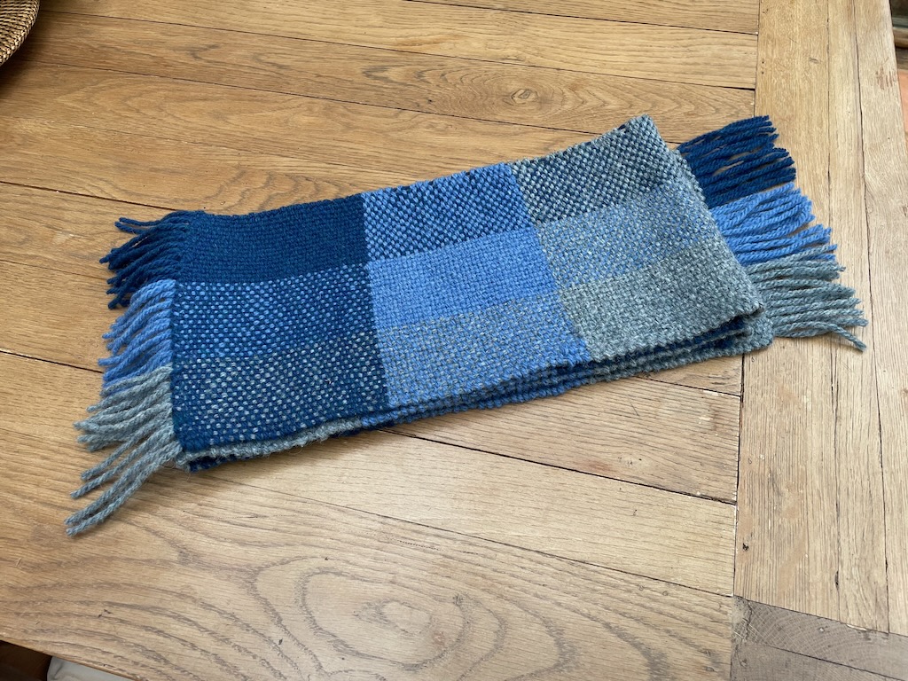 Mum's scarf, laid out on a table